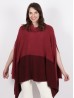 Super Soft Turtle Neck Side Slit Two-Tone Poncho